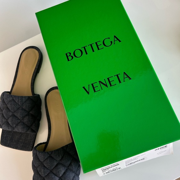 Bottega Veneta Denim Quilted Sandals - Picture 10 of 11